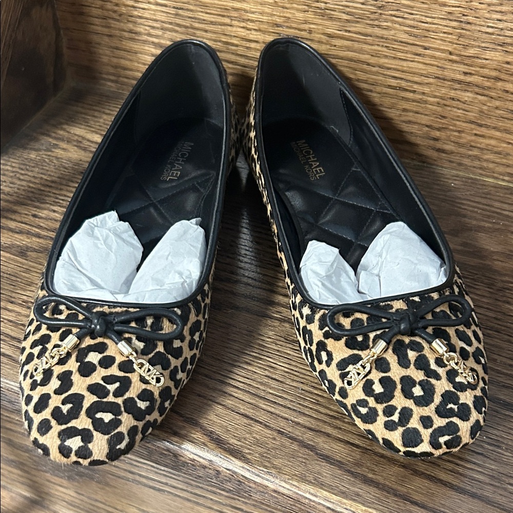 Michael Kors Animal Print Flats with Black Accents